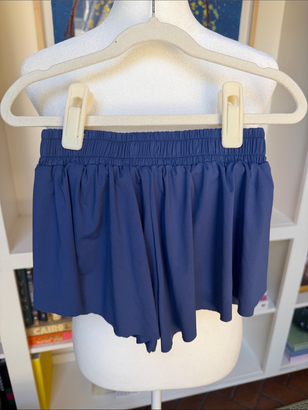 Azarhia- Girls' Elastic Waist Blue Butterfly Shorts No Drawstring- Size:YS (6-7)